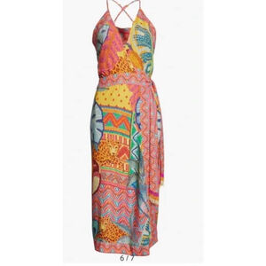 FARM Rio Multicolor Patchwork Midi Dress